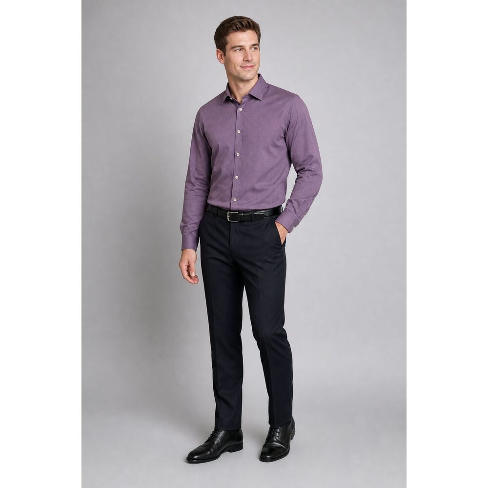 Murano Nordstrom Mens XL Slim Fit Purple Herringbone Dress Shirt Long Sleeve